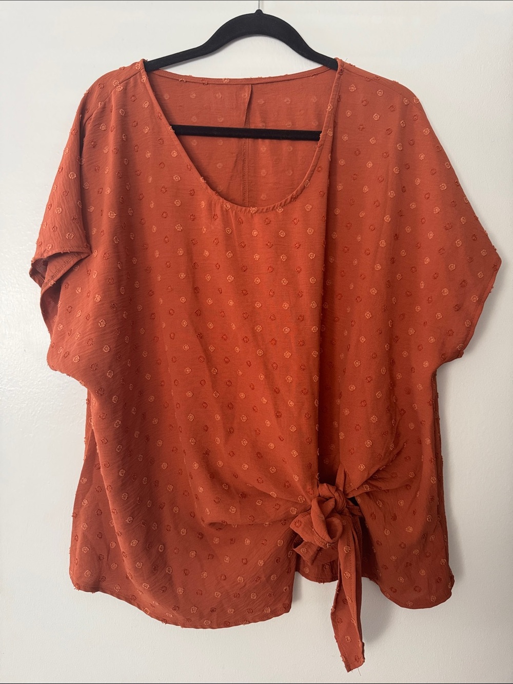 SHEIN Rust Short-Sleeve Tie-Front Tunic